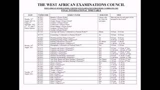 WAEC TIMETABLE