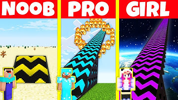 Minecraft Battle: NOOB vs PRO vs GIRL: SPRINGBOARD RAMP BUILD CHALLENGE / Animation