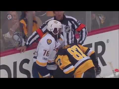Sidney Crosby and P.K Subban fighting each others