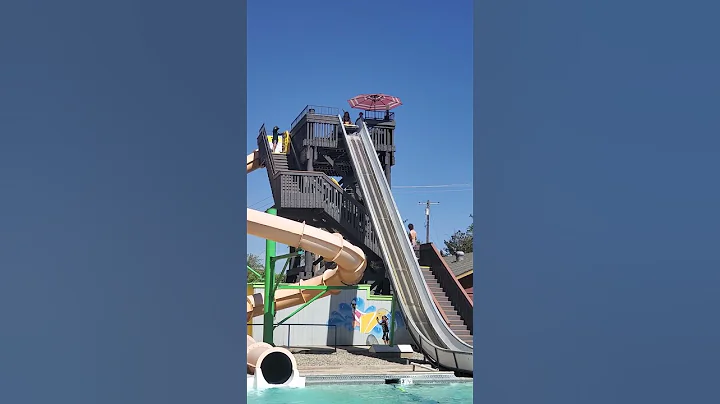 Down the slide at Wild Waters Adventures - Clovis