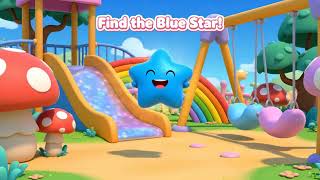 A vibrant, cute 3D animation for kids shorts  A friendly, smiling blue star character appears in a m