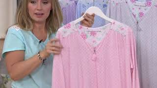 Carole Hochman Tile & Stripe Cotton Jersey Long Zip-Up Robe on QVC