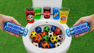 Football VS Popular Sodas !! Fanta, Coca Cola, Mtn Dew, Schweppes, Fruko and Mentos in the toilet