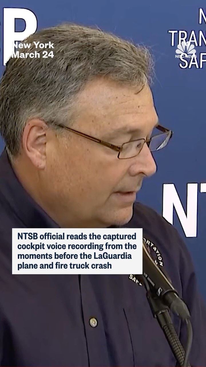 NTSB official reads the captured cockpit voice recording from the