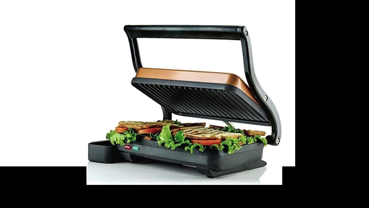 Ovente Electric Panini Press Grill Breakfast Sandwich Maker with