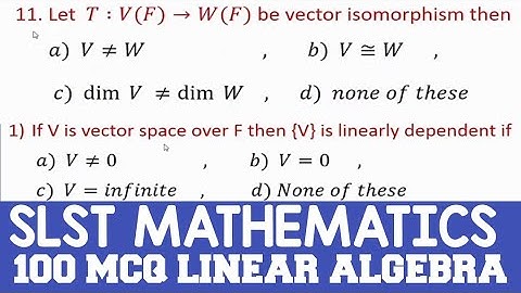 SLST MATHEMATICS  LINEAR ALGEBRA || 50 MCQ