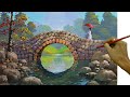 Acrylic Landscape Painting in Time-lapse / Lady in the Bridge / JMLisondra