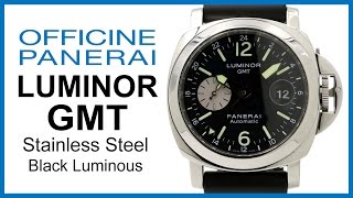 ▶ Panerai Luminor GMT, Black, Stainless Steel REVIEW - Rubber 44mm, PAM 88
