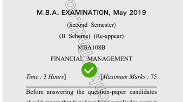 2019 Dcrust MBA 2nd Sem Reappear Financial Management Question Paper