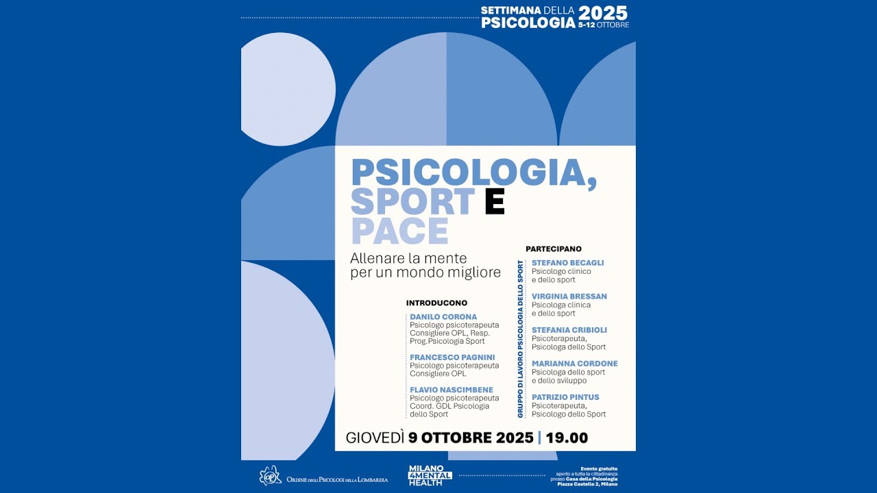 SETTIMANA DELLA PSICOLOGIA - PSICOLOGIA, SPORT E PACE: allenare la mente per un mondo migliore.