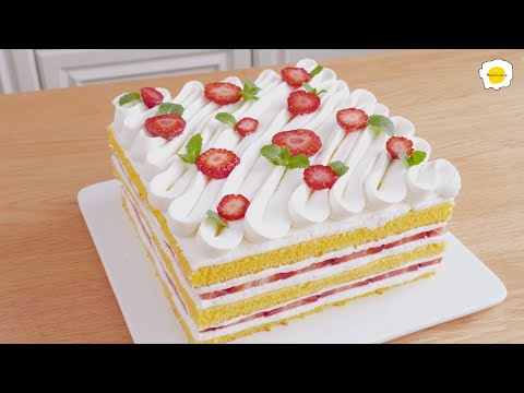 Yogurt Cream Strawberry Cake Recipe  Gteau aux fraises  la crme de yaourt Recette