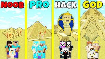 Minecraft Battle: NOOB vs PRO vs HACKER vs GOD: SAND DESERT HOUSE BASE BUILD CHALLENGE / Animation
