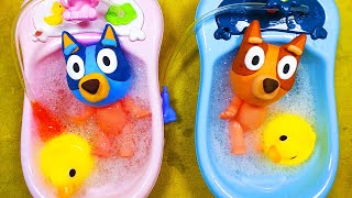 Soap bath foam  toys for Bluey and Bingo- Making healthy food playing pretends for preschool