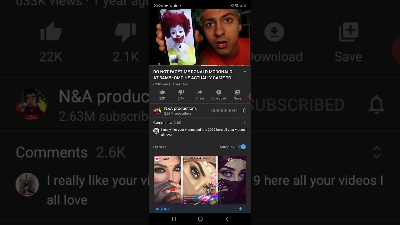 Killer clown: message and call phone face time