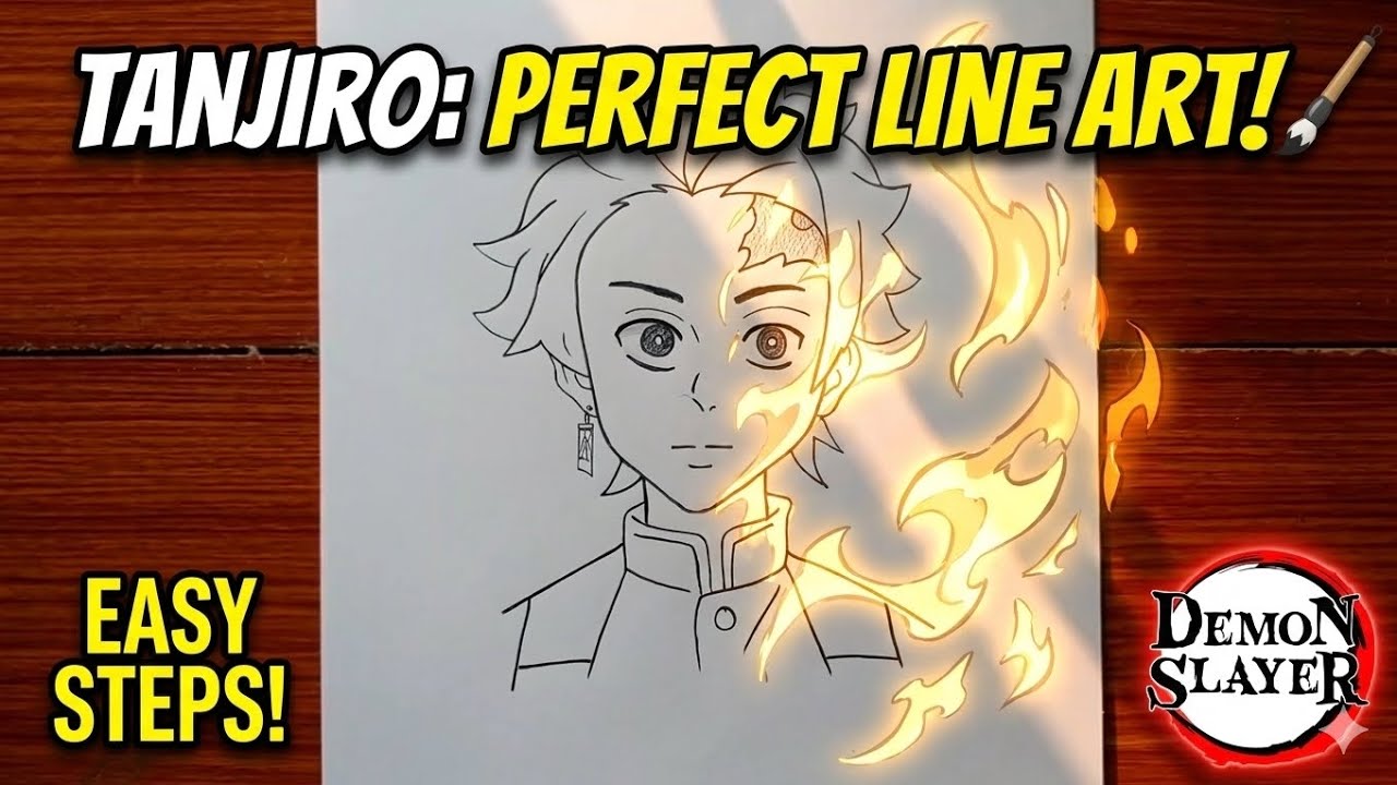 How to Draw Tanjiro Kamado | Step-by-Step Line Art