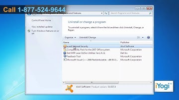 Uninstall avast! ™ Internet Security 5.0 from a Windows® 7-based PC