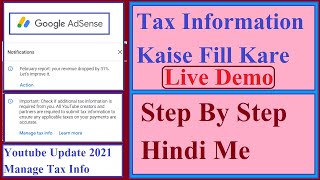 Manage Tax info : How to Submit Tax Information Form in Google Adsense for YouTube & Blog Earnings |