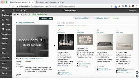 DesignerLogic mood board pdf workflow Part 7: publish to Client Portal