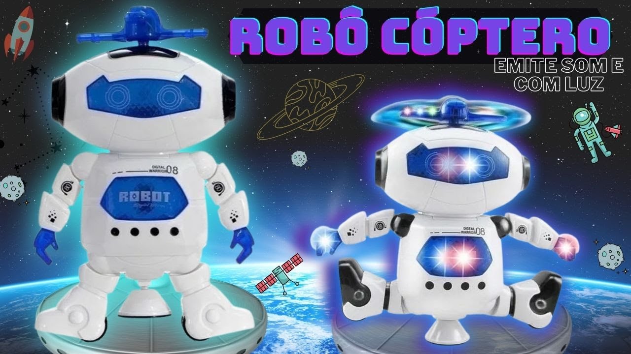 Mini Robô Cóptero Dançante Com Hélice Luzes E Sons Movimentos Giratórios  360º Com Música Presente Meninos e Meninas Crianças Cor Branca LINHA  PREMIUM SYANG