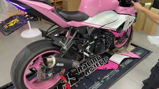 Kawasaki ZX-6R Glossy Woven Carbon Barrel Big Slash 51mm Exhaust