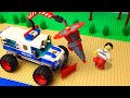 Lego experimental police truck fail  train bulldozer mobile crane vehicles for kids