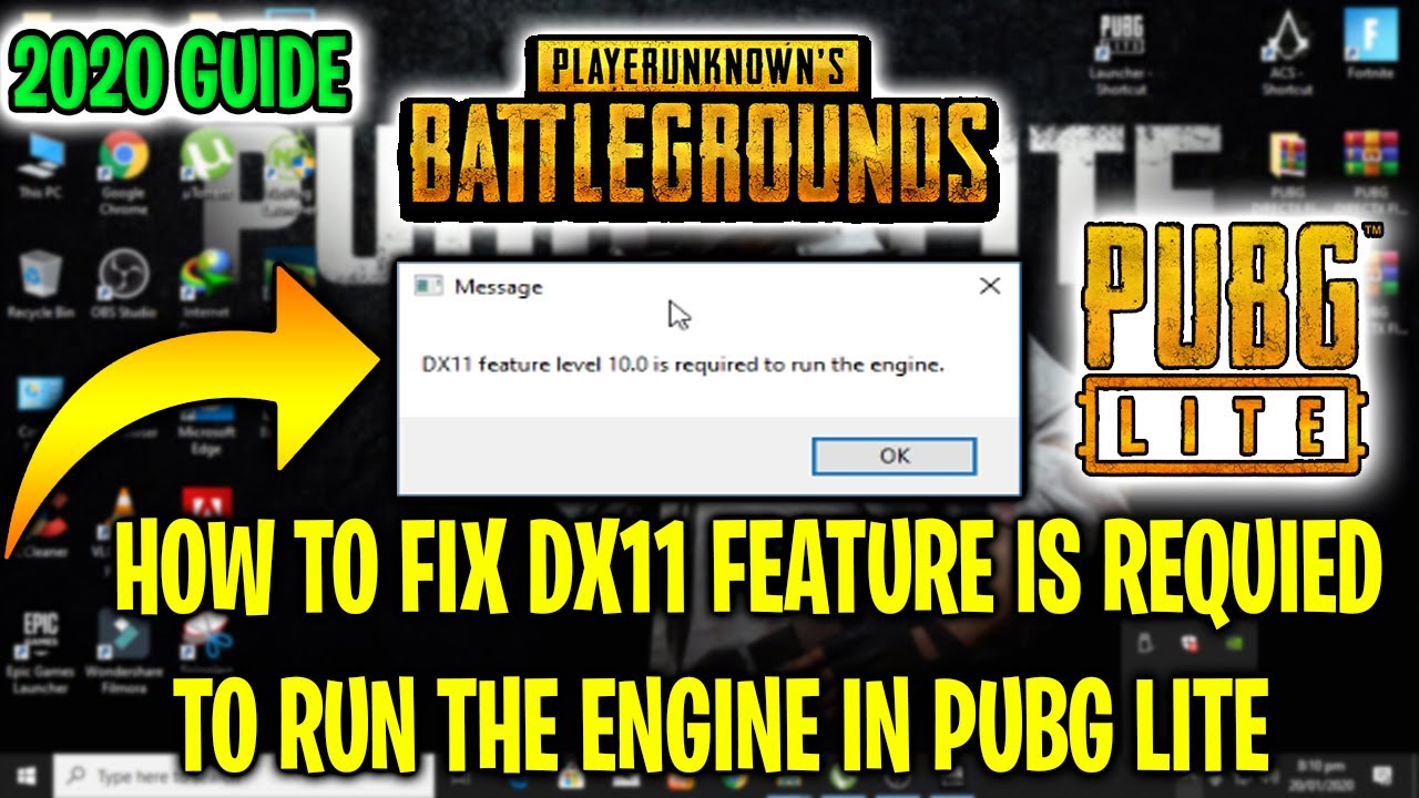 How To Fix DirectX 11 Error in PUBG LITE And How to Fix DX11 feature level  10.0 in PUBG LITE (2020) - YouTube