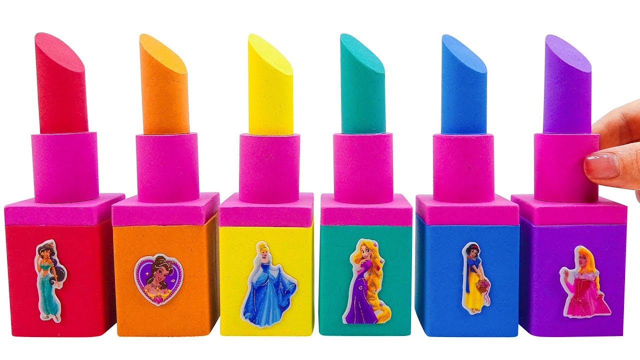 Learn Colors Shape It Sand Lipstick & Disney Princess With Nursery Rhymes Songs For Kids