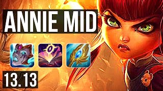 ANNIE vs LUX (MID) | 12.4M mastery, 8/1/9, 2800  games, Dominating | NA Master | 13.13
