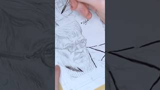 Inking a page of comics #drawing