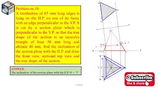 Problem no.10 Sections of solids (Engineering Drawing by N.D.BHATT)