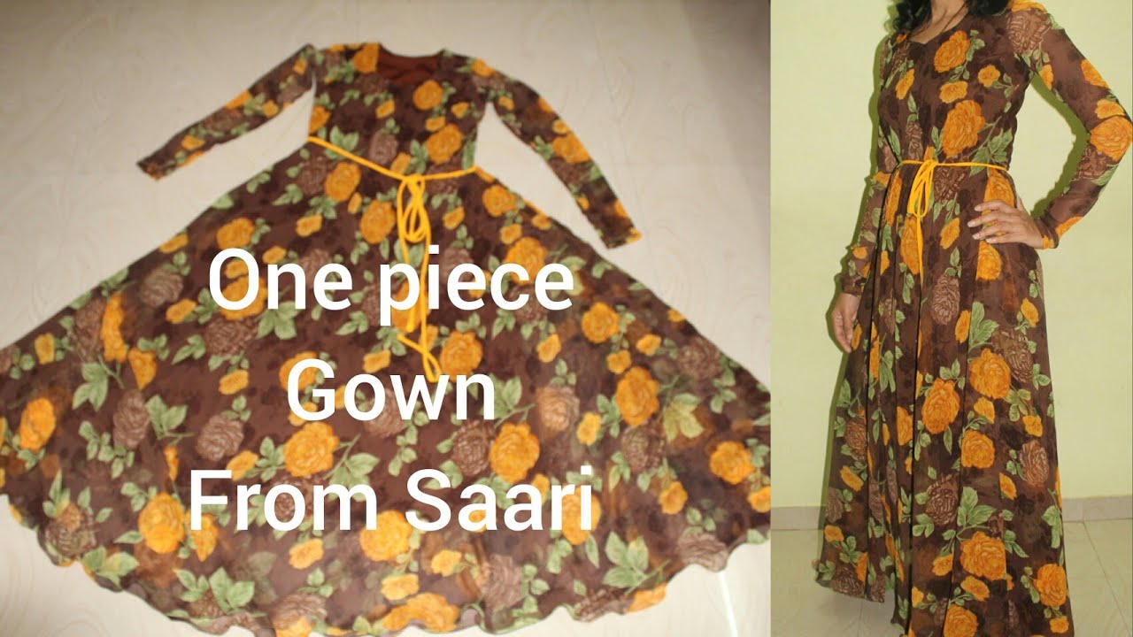 One Piece Full Flare Floor Length Umbrella Gown From Saari Cutting Stitching Diy Youtube