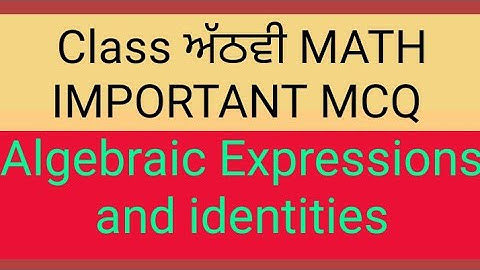 PSEB Class 8 Math MCq |Chapter 9 Algebraic Expressions and Identities