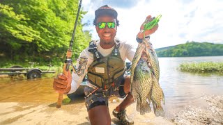Jig Fishing For BIG SPAWNING Crappie In A SECRET LAKE