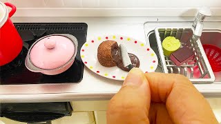 Miniature Chocolate Gateau I Mini real Re-Ment Stop Motion Cooking HOW TO MAKE cake | BoramiTV 보라미TV