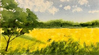 봄, 스케치없이 그리는 유채밭 풍경 그리기(feat. 휴지)/drawing a landscape/a spring painting