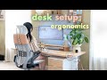 my guide for a perfectly ergonomic desk setup🧘🏻‍♀️ | standing desk, ergonomic chair, tech, posture