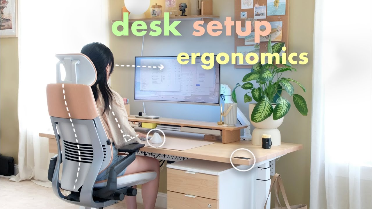 desk setup ergonomics??‍♀️ | standing desk, ergonomic chair, tech,  posture - YouTube