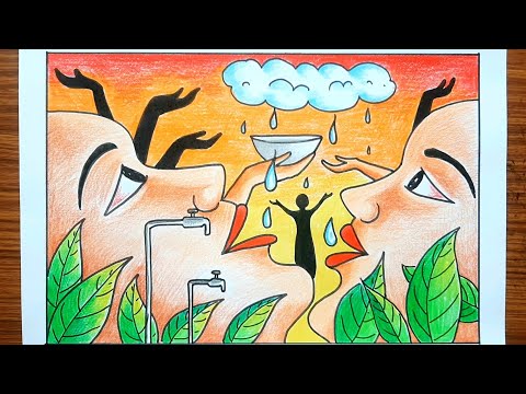 How to draw water conservation drawing | Save water drawing - YouTube