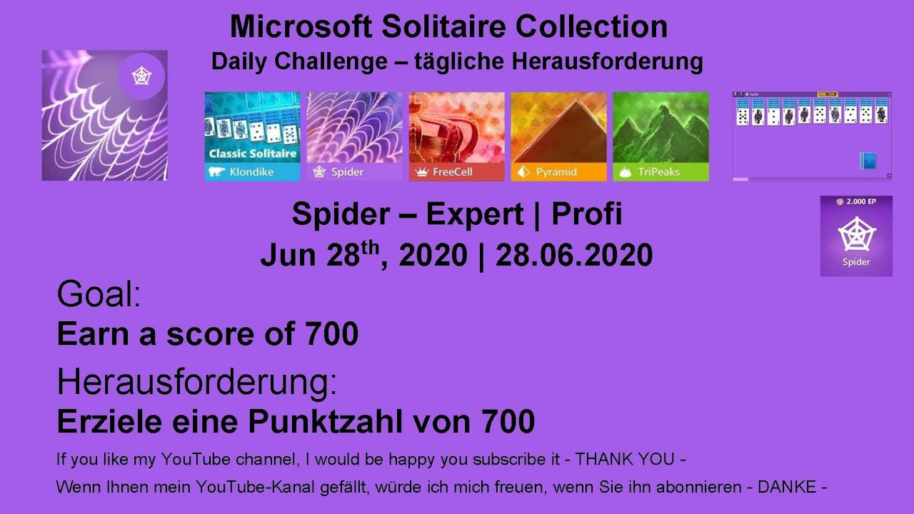 Microsoft Solitaire Collection Lösung Tägliche Herausforderung