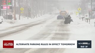 Alternate parking rules in effect tomorrow