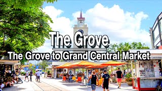 Fall Walk Around The Grove to Grand Central Market, Los Angeles | 5k 60 | City Sounds