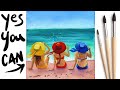 HAT GIRLS BEACH Beginners Learn to paint Acrylic Tutorial Step by Step Day 30 #AcrylicApril2021