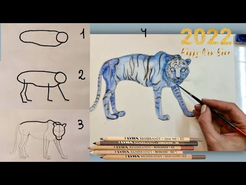 როგორ დავხატოთ ვეფხვი?| 2022 წელი || how to draw a tiger|| step by step