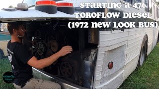 How To Start a GM3302TDH New Look Fishbowl Bus That's Been Sitting