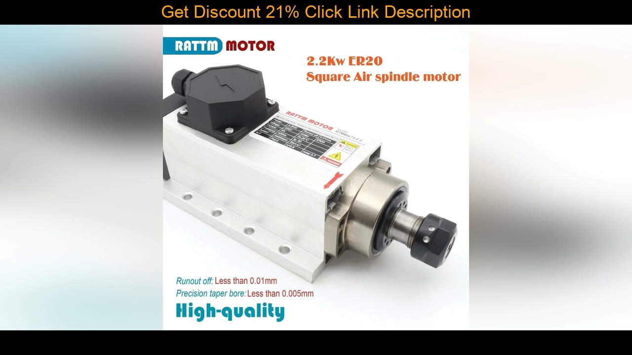 Review DE Square 2.2kw Air cooled CNC spindle motor 220V 24000rpm ER20 4 bearings & Fuling VFD Inve