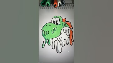Drawing Yoshi with Posca Markers Drip Effect! #shorts