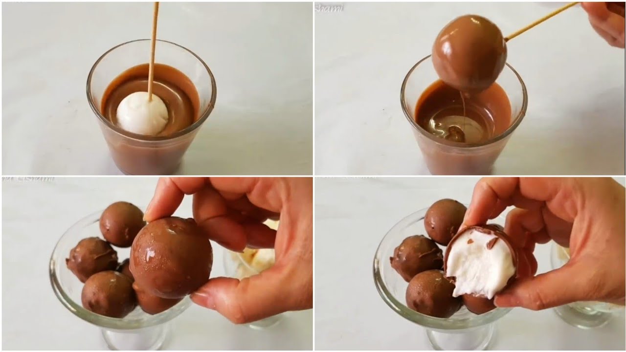 إزاى تعملى آيس كريم بولز  balls بمكونات موجودة فى البيت وبدون حليب مكثف