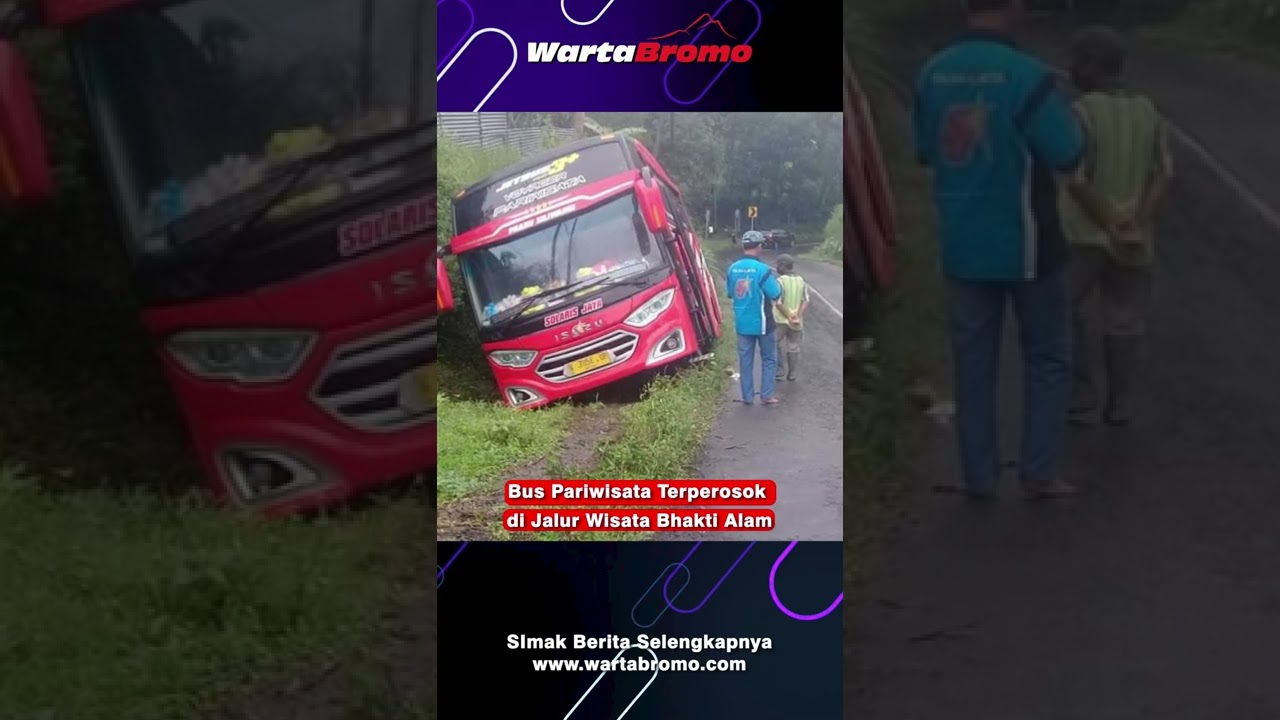 Bus Pariwisata Terperosok di Jalur Wisata Bhakti Alam