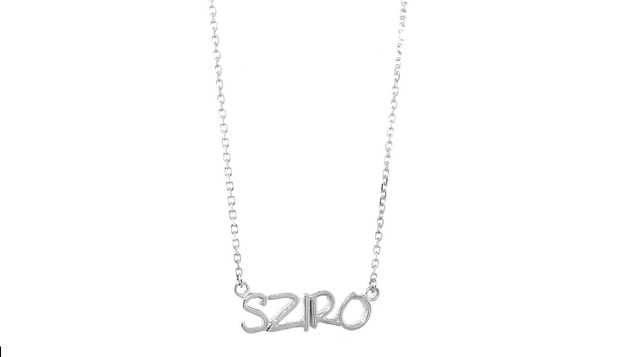 SZIRO Nameplate Necklace in SZIRO Print, 14k White Gold NK0452 SZIRO W1