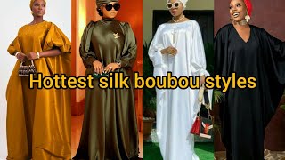 Hottest silk boubou styles Rich Aunties satin bubu kaftan dresses African fashion styles